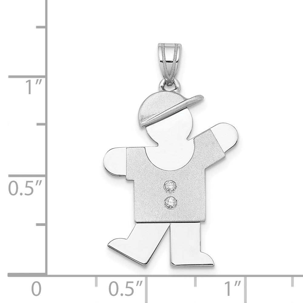 14k White Gold AA Diamond Kid Pendant
