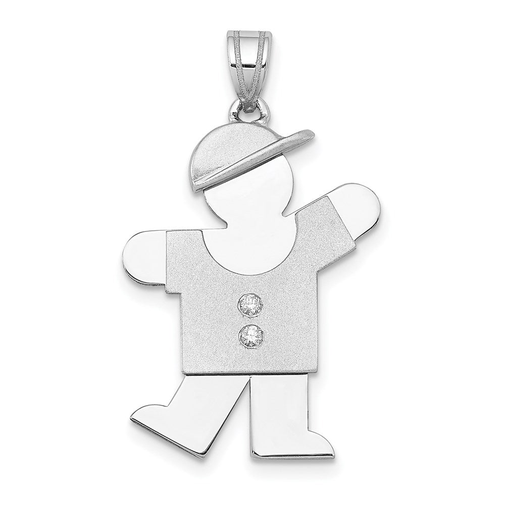 14k White Gold AA Diamond Kid Pendant