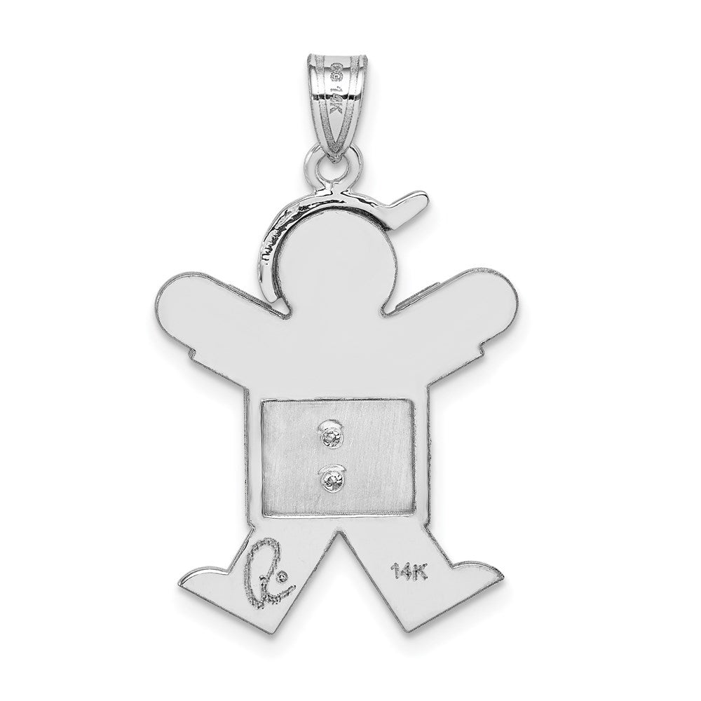 14k White Gold AA Diamond Kid Pendant