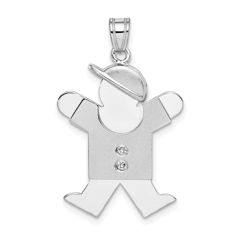14k White Gold AA Diamond Kid Pendant