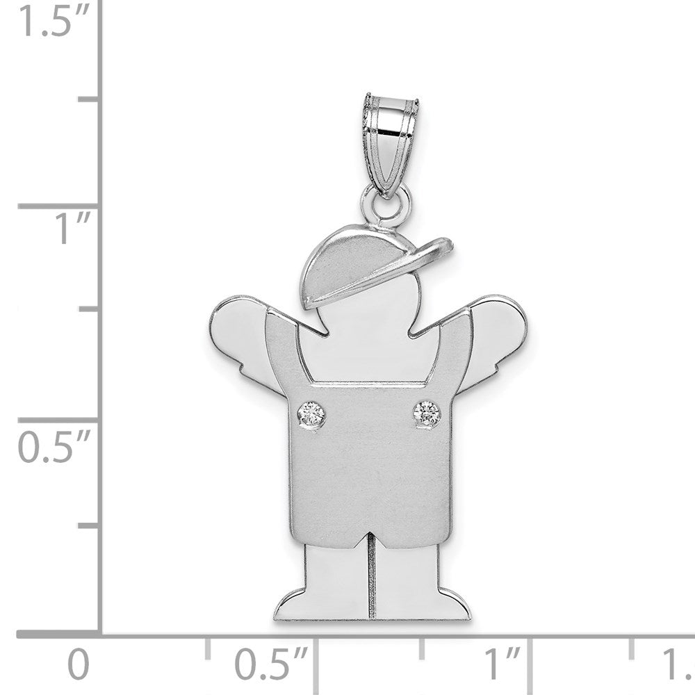 14k White Gold AA Diamond Kid Pendant