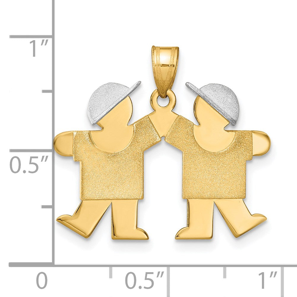 14k Two-Tone Small Double Boys Engravable Charm