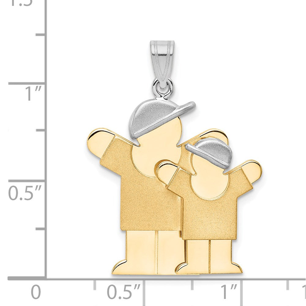 14k Two-Tone Big Boy and Little Boy Engravable Charm