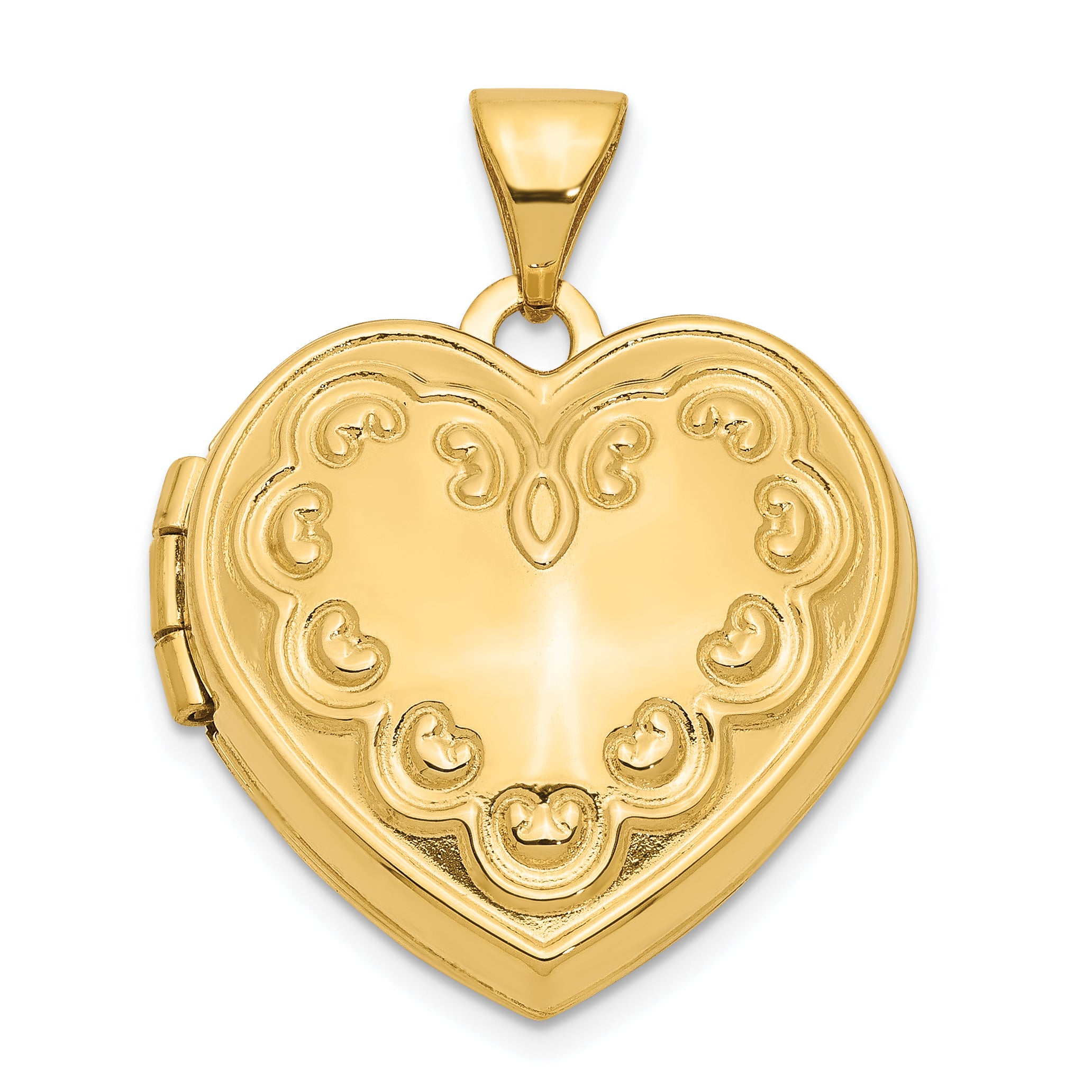 14k Domed Heart Border 18mm Heart Locket