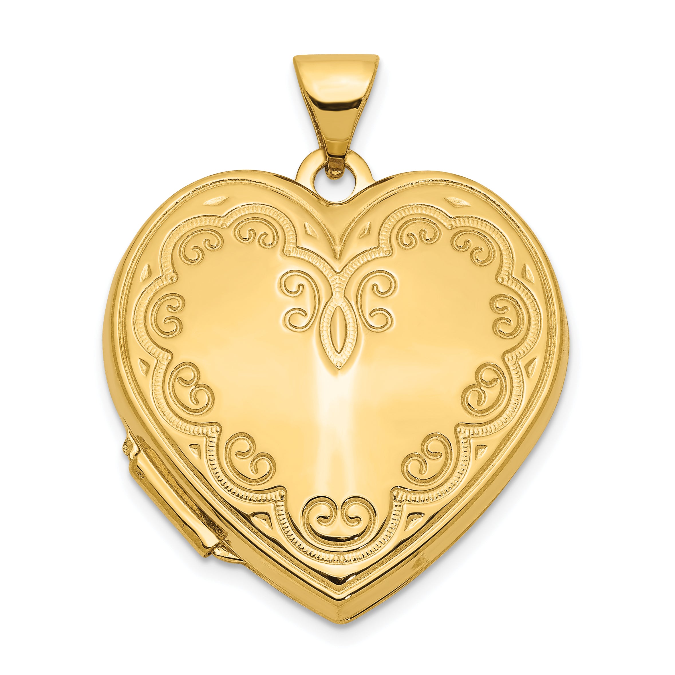 14k Scallop Design 21mm Heart Locket