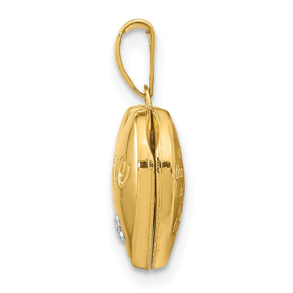 14k Two-toned 12mm Diamond LOVE w/Heart Charm Heart Locket