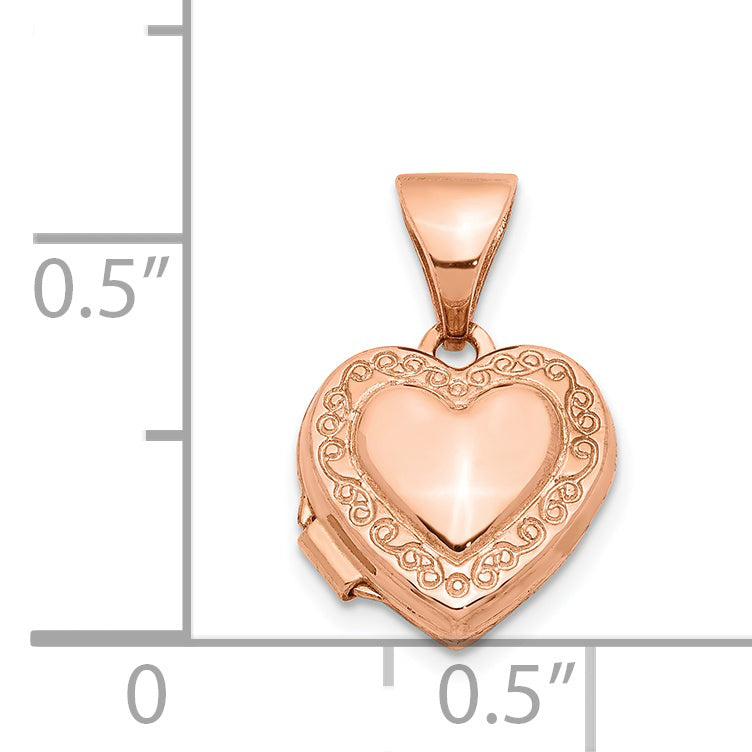 14k Rose Gold Scroll Border 10mm Heart Locket