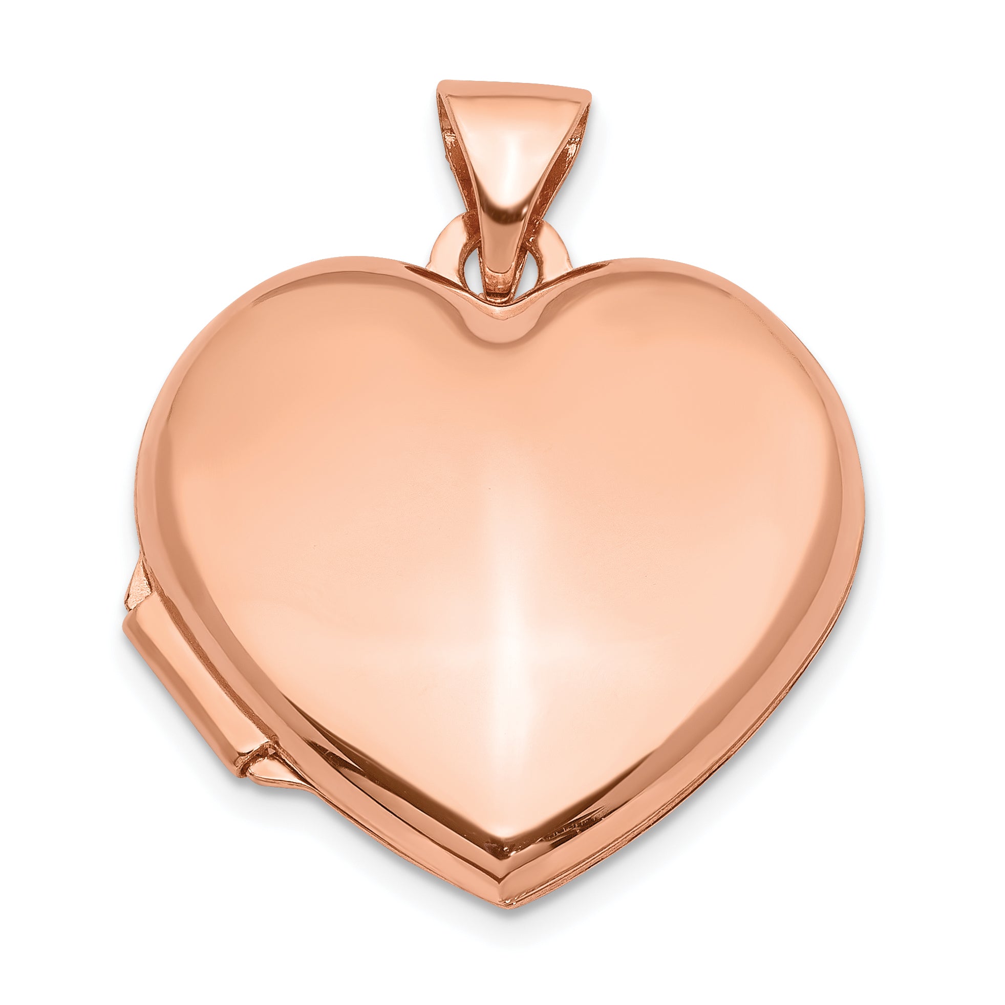 14k Rose Gold Polished Domed 18mm Heart Locket