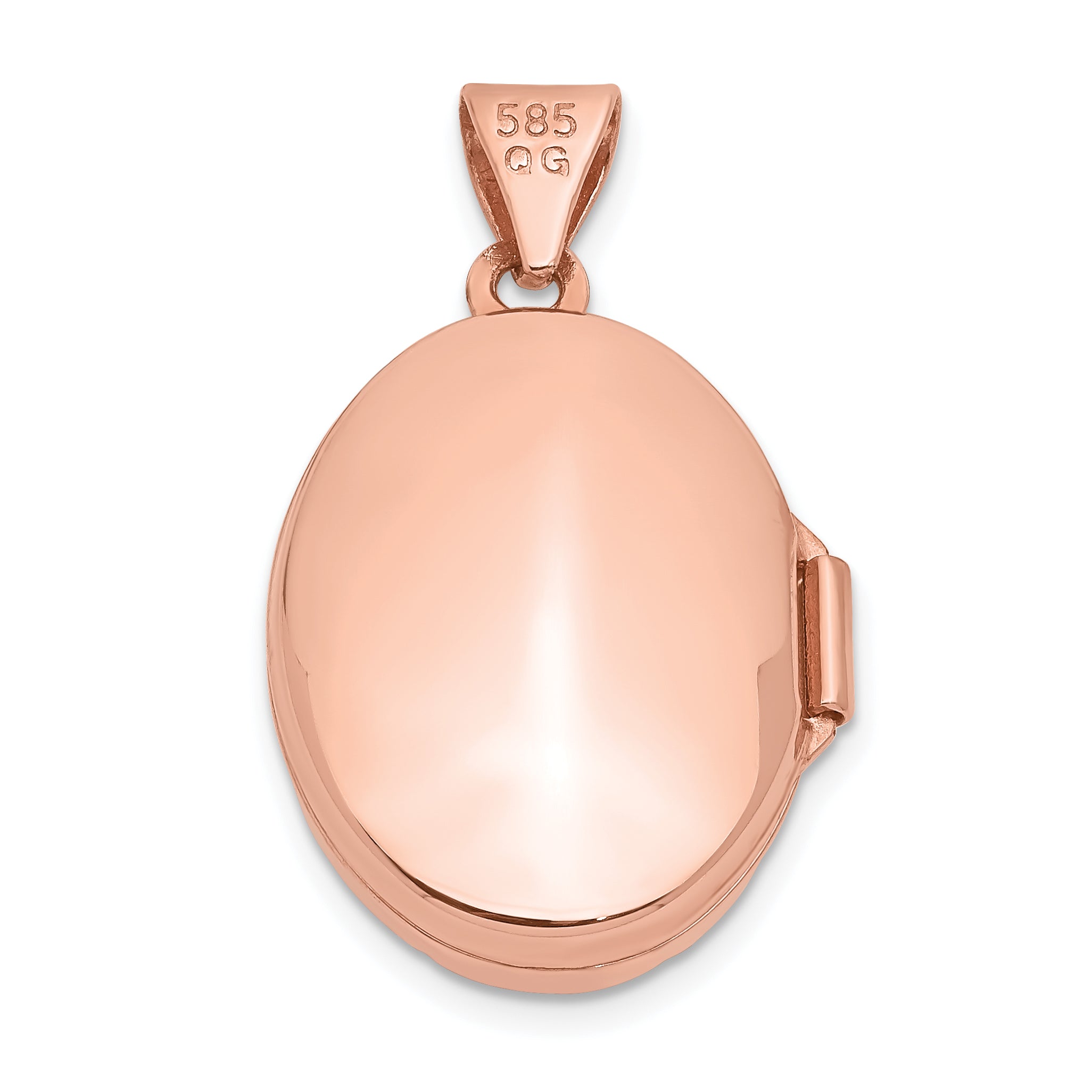 14k Rose Gold Scalloped Border 17mm Oval Locket