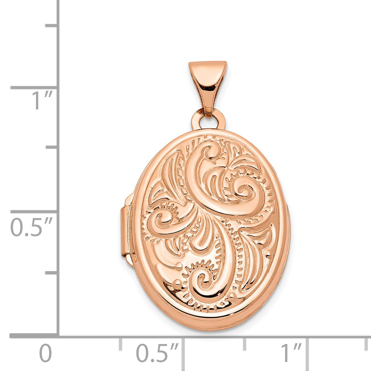 14k Rose Gold Scroll Design 21mm Oval Locket
