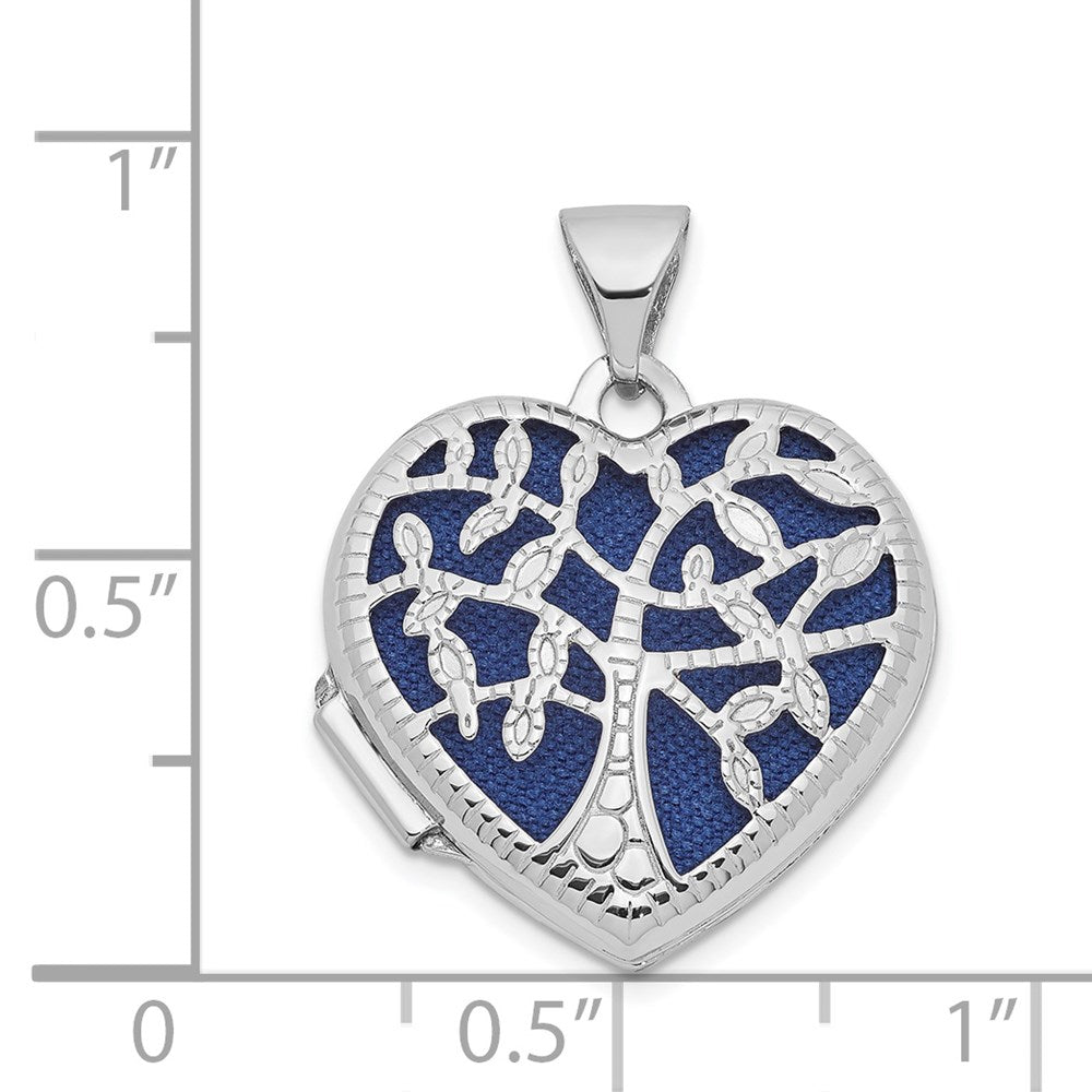 14k White Gold 18mm Tree Heart Locket