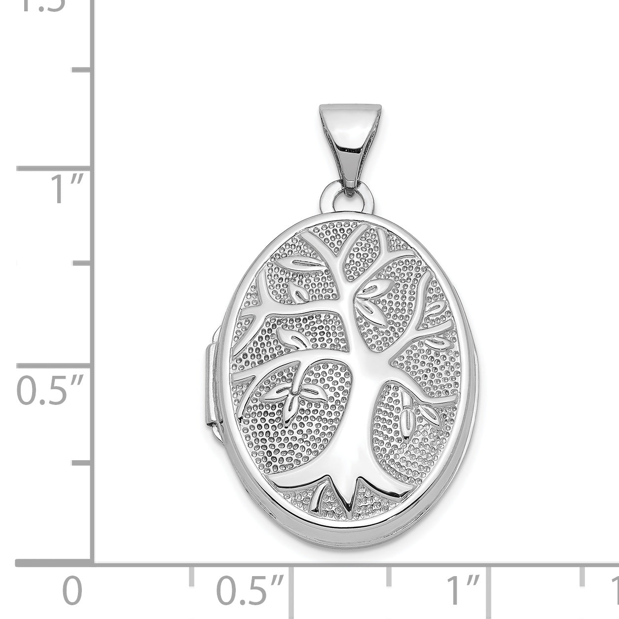 14k White Gold Tree 21x16mm Oval Locket