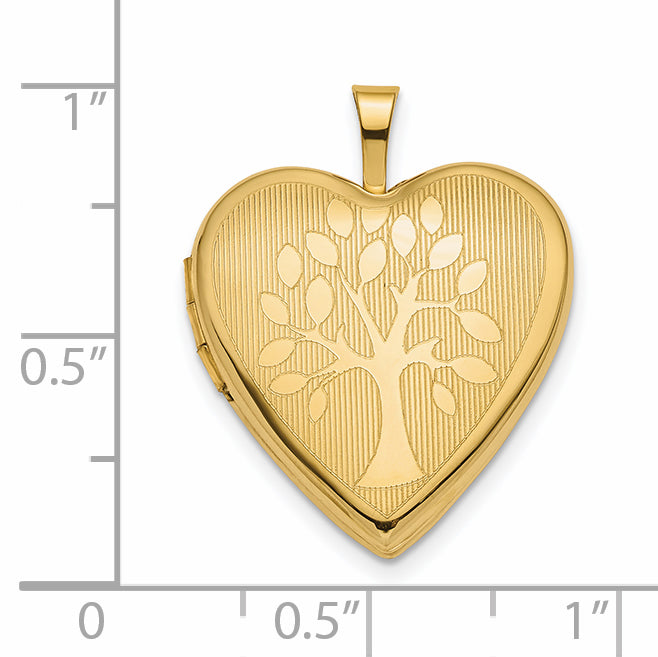 14K Polished Tree 20mm Heart Locket