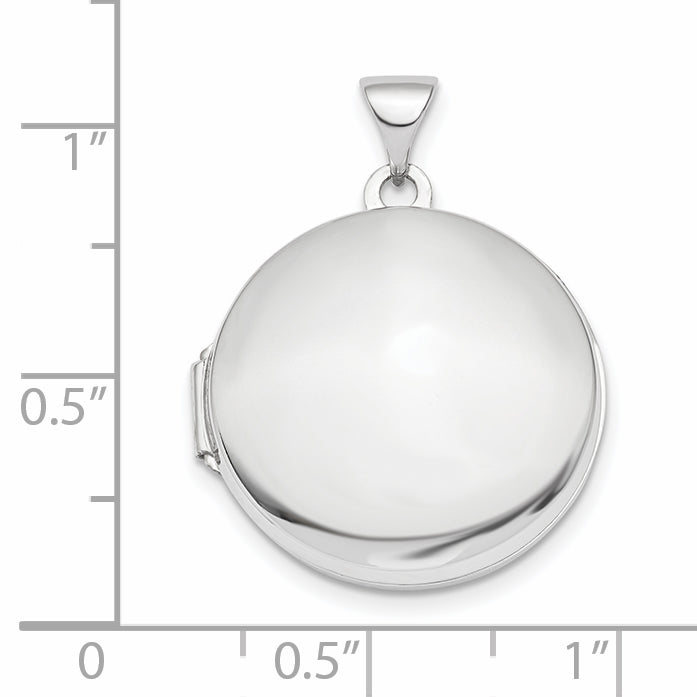 14k White Gold Polished Domed 20mm Round Locket