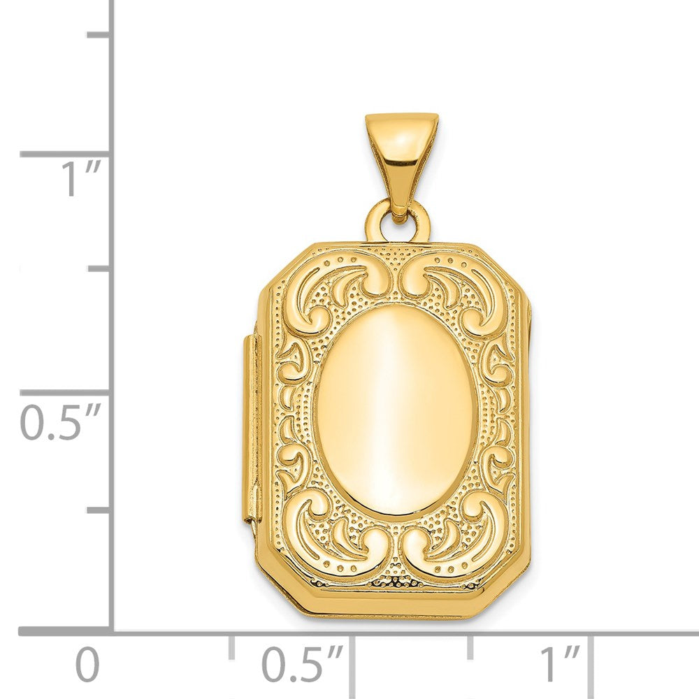 14k Yellow Gold Fancy Rectangle Locket