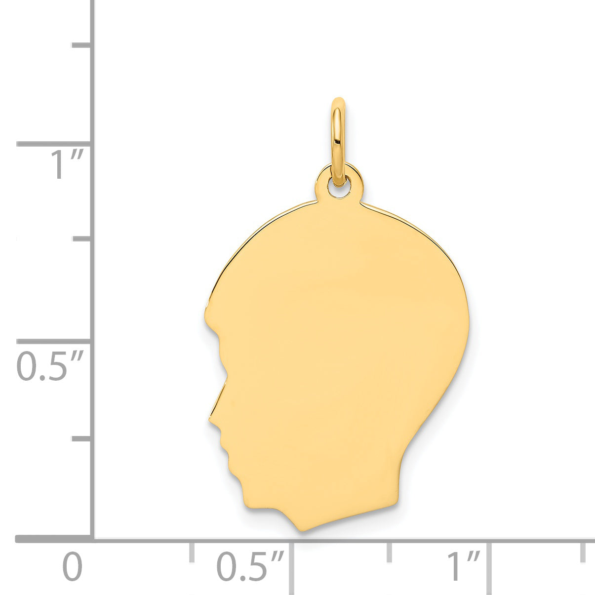 14k Plain Medium .035 Gauge Facing Left Engravable Boy Head Charm
