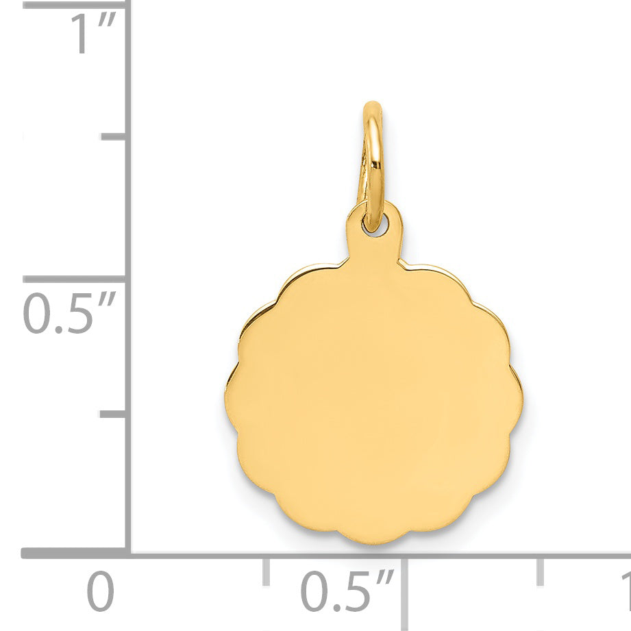 14k .011 Gauge Engravable Scalloped Disc Charm