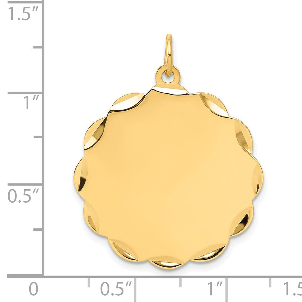14k .018 Gauge Engravable Scalloped Disc Charm