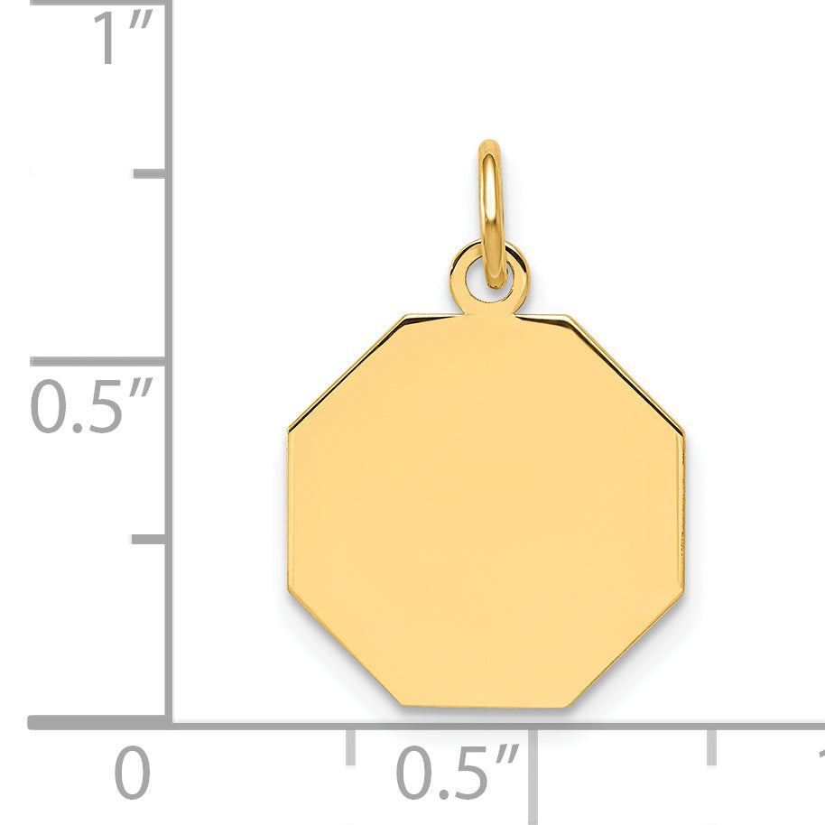 14k Plain .018 Gauge Engravable Octagonal Disc Charm