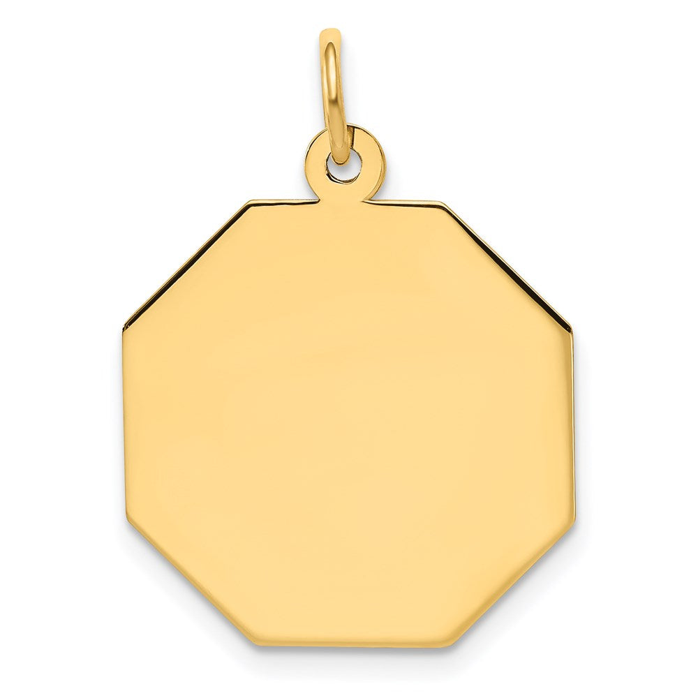 14k Plain .027 Gauge Engravable Octagonal Disc Charm