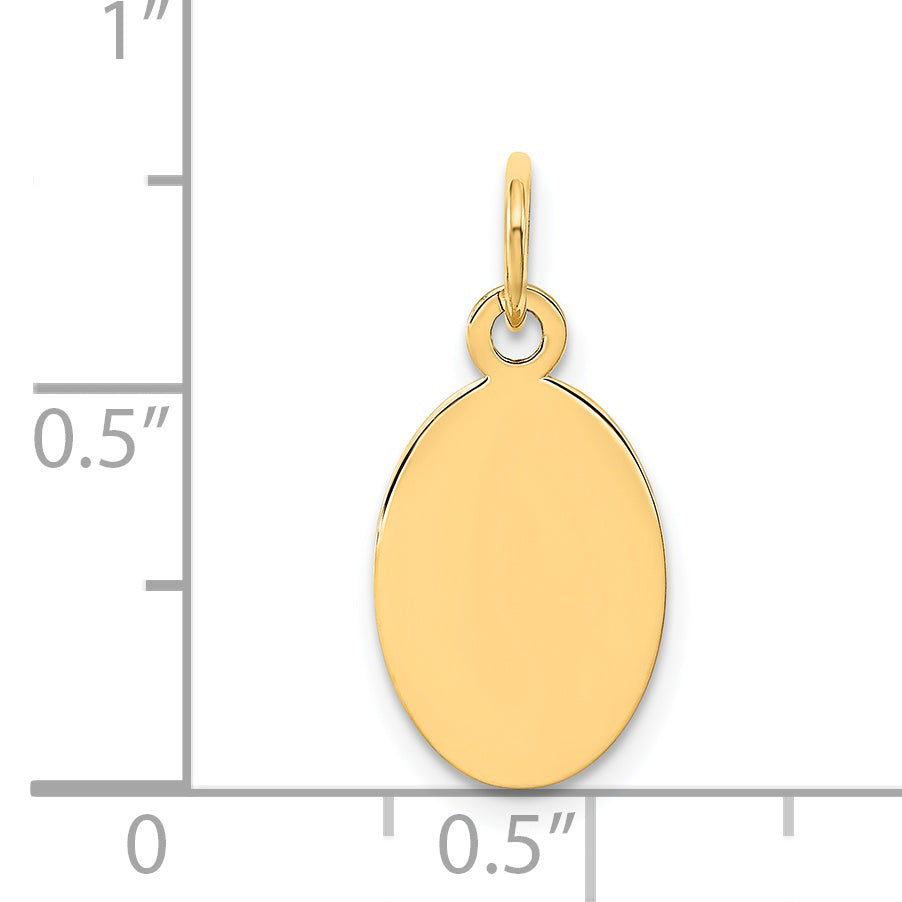 14k Plain .035 Gauge Engravable Oval Disc Charm