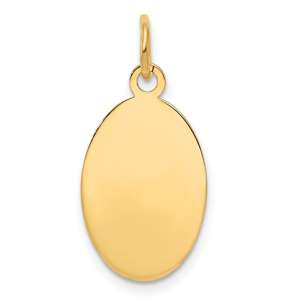 14k Plain .027 Gauge Engravable Oval Disc Charm