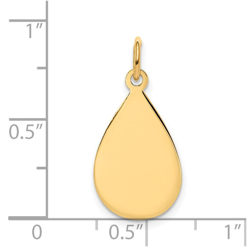 14k Plain .009 Gauge Engravable Raindrop Disc Charm