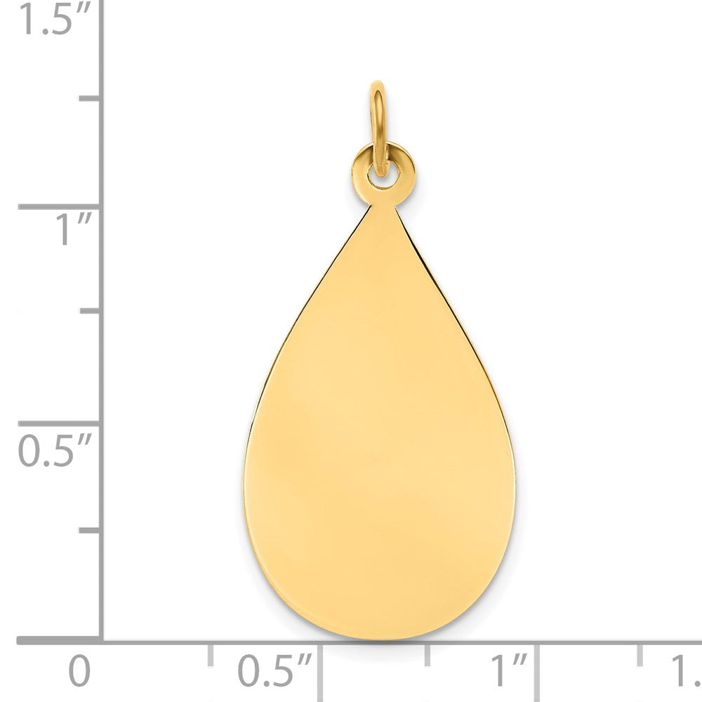 14k Plain .013 Gauge Engravable Raindrop Disc Charm
