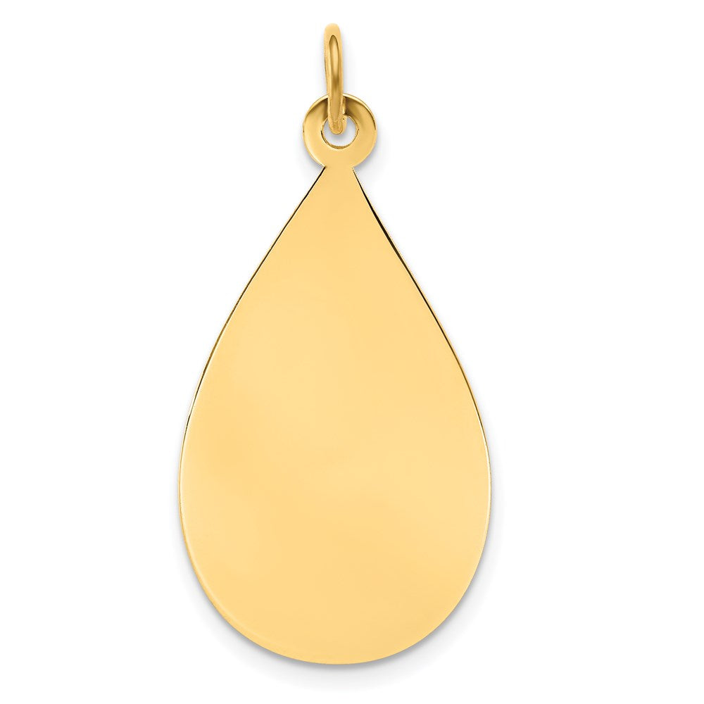 14k Plain .013 Gauge Engravable Raindrop Disc Charm