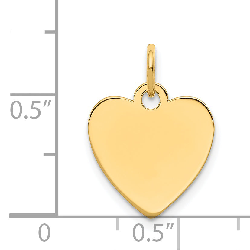 14k Plain .011 Gauge Engravable Heart Disc Charm