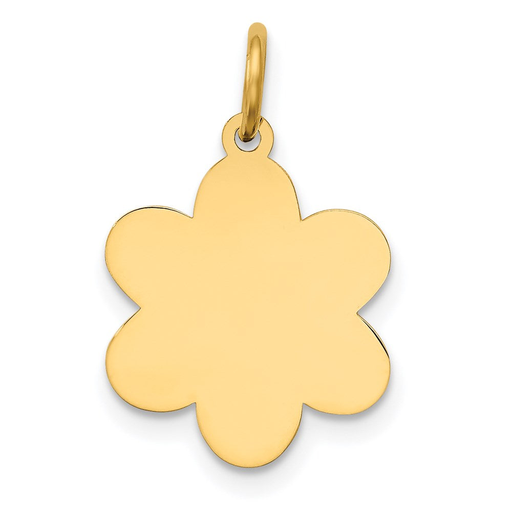 14k Plain .013 Gauge Engravable Flower Disc Charm