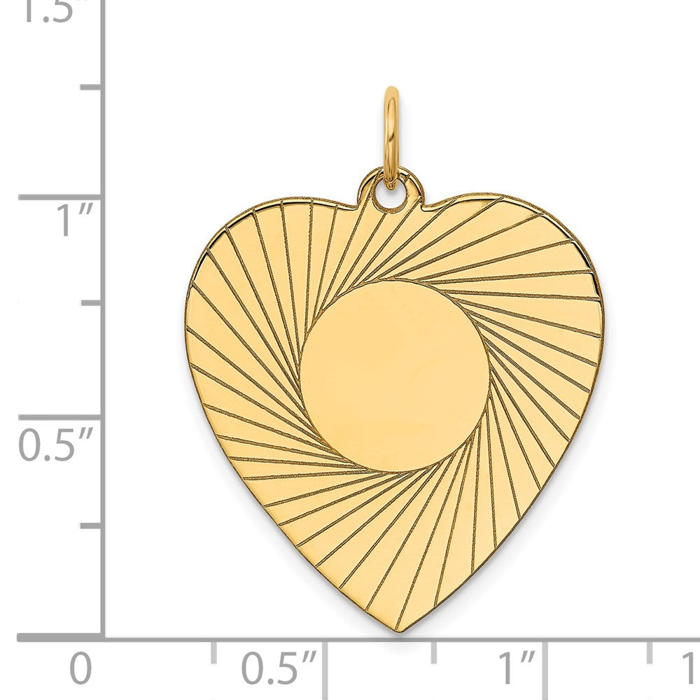 14k Etched .018 Gauge Engravable Heart Disc Charm
