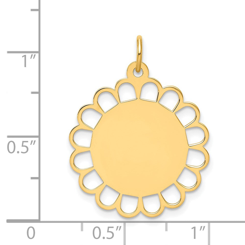 14k Plain .013 Gauge Engravable Flower Disc Charm