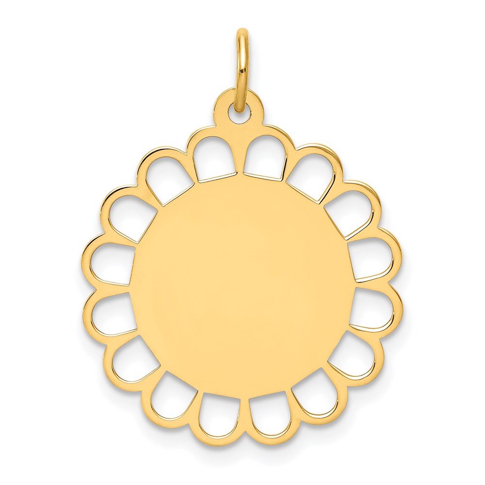 14k Plain .013 Gauge Engravable Flower Disc Charm