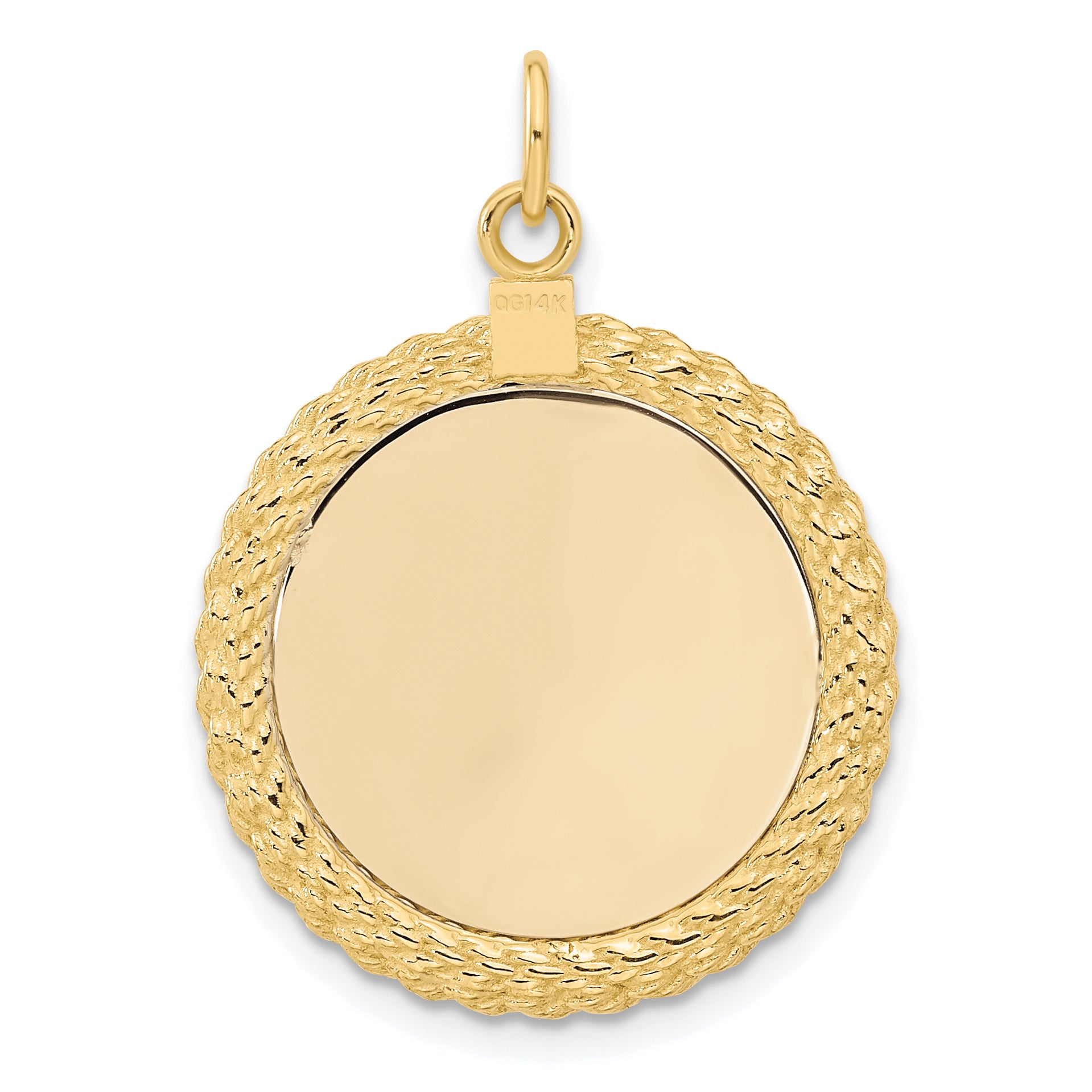 14K Plain .013 Gauge Circular Engravable Disc With Rope Charm Xm281/13