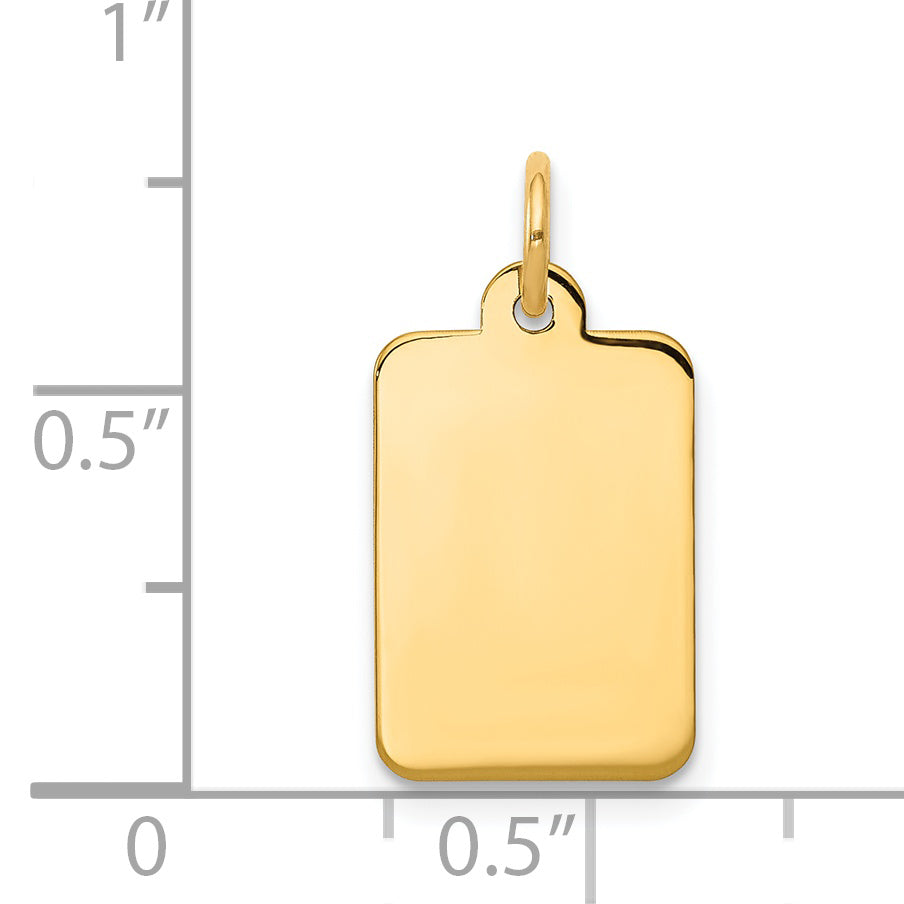 14k Plain .013 Gauge Rectangular Engravable Disc Charm