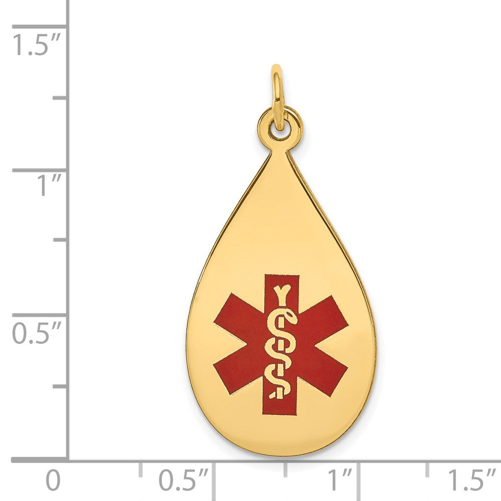 14k Red Enamel Medical Jewelry Pendant