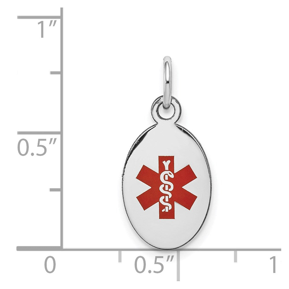 14k White Gold Red Enamel Medical Jewelry Pendant
