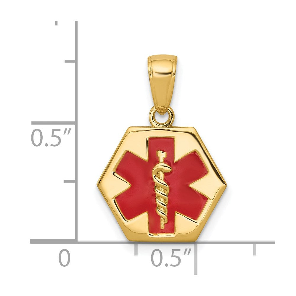 14k Enameled Textured Back Medical Disk Pendant