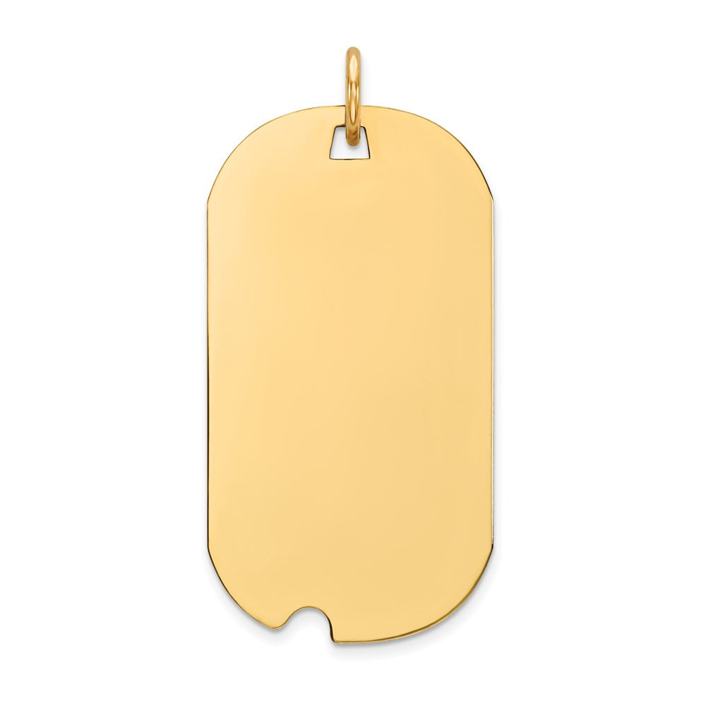14k Plain .018 Gauge Engravable Dog Tag w/Notch Disc Charm