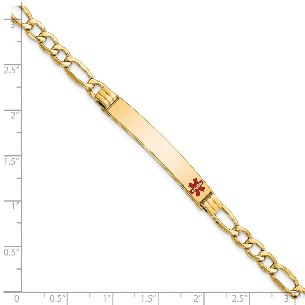 14K Semi-Solid Medical Polished Red Enamel Figaro ID Bracelet