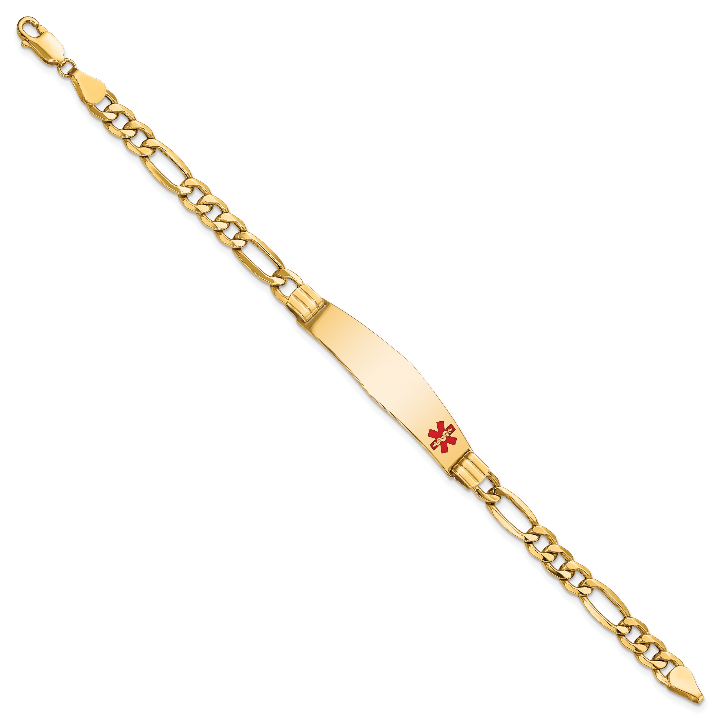 14K Semi-Solid Medical Soft Diamond Shape Enamel Figaro Link Id Bracelet