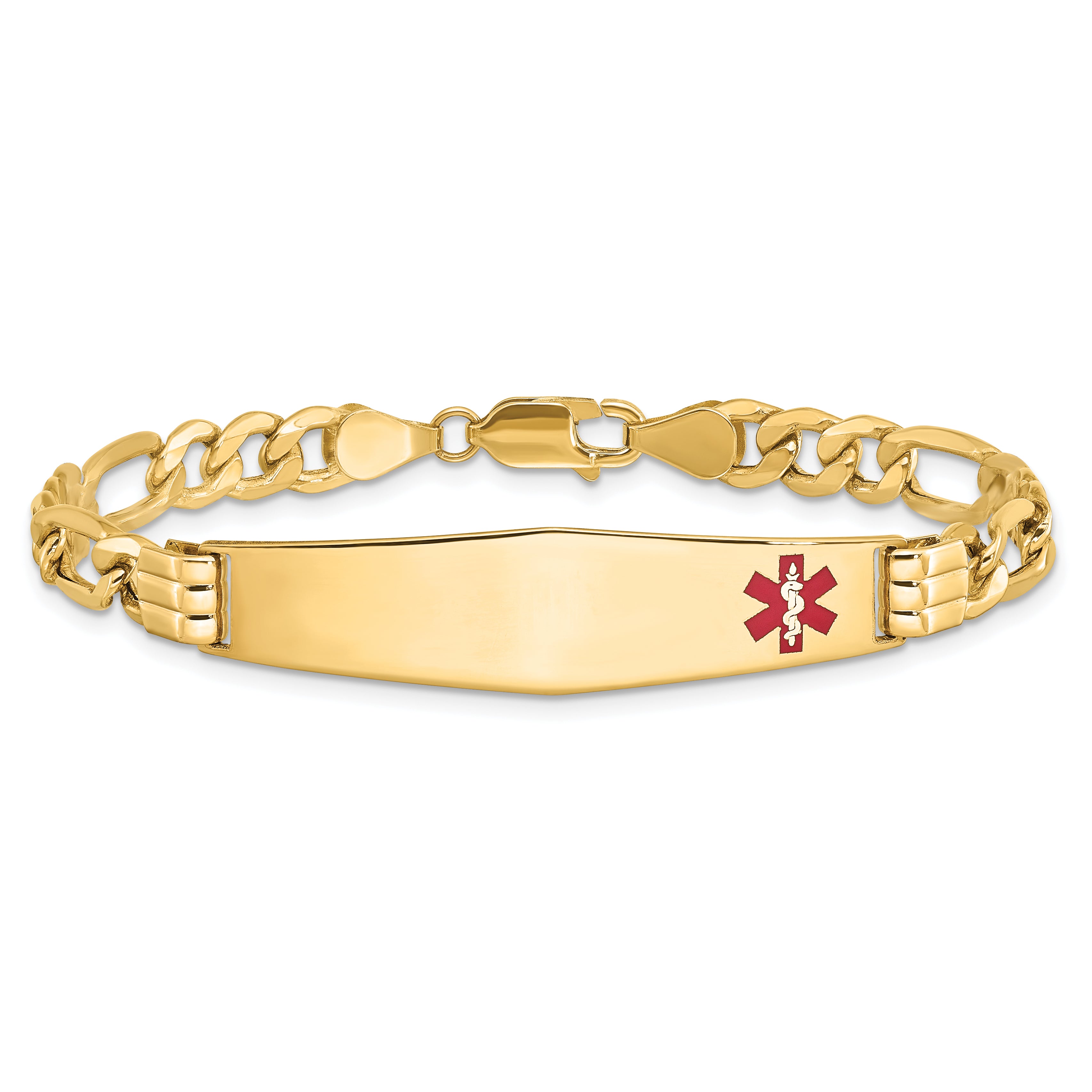 14K Semi-Solid Medical Soft Diamond Shape Enamel Figaro Link Id Bracelet
