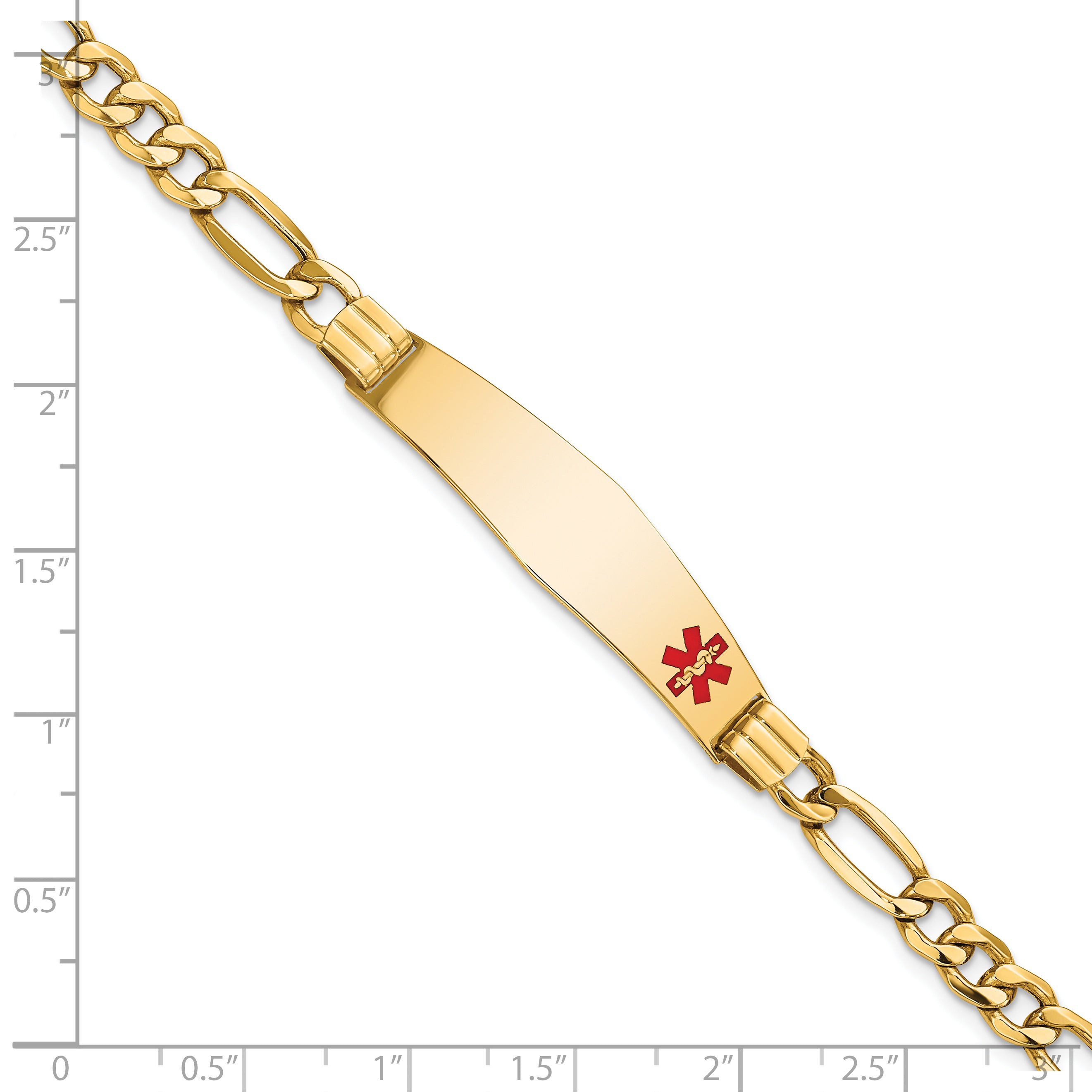 14K Semi-Solid Medical Soft Diamond Shape Enamel Figaro Link Id Bracelet