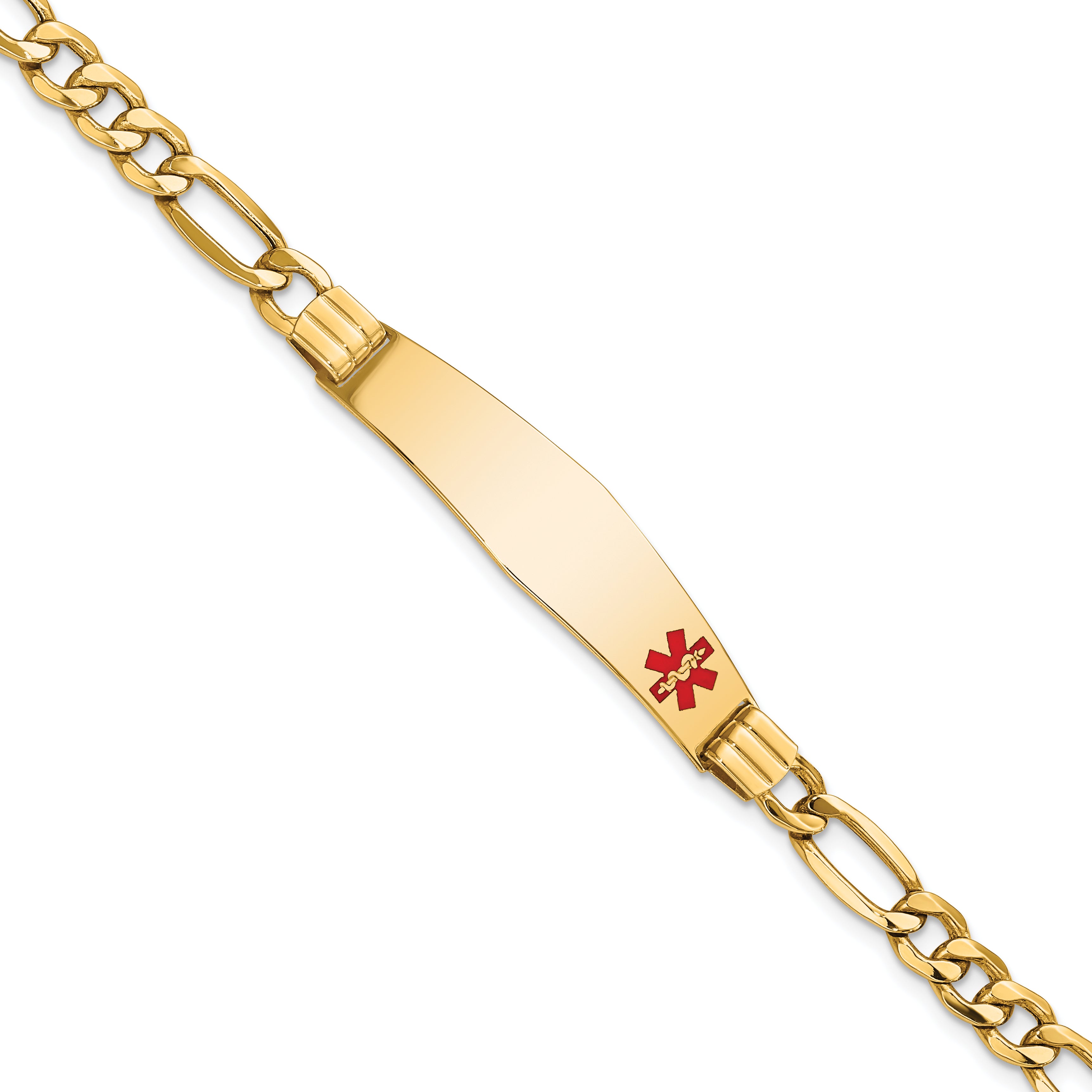 14K Semi-Solid Medical Soft Diamond Shape Enamel Figaro Link Id Bracelet