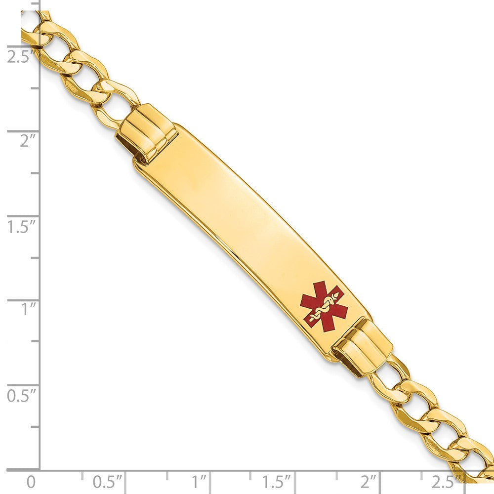 14K Semi-solid Medical Red Enamel Curb Link ID Bracelet