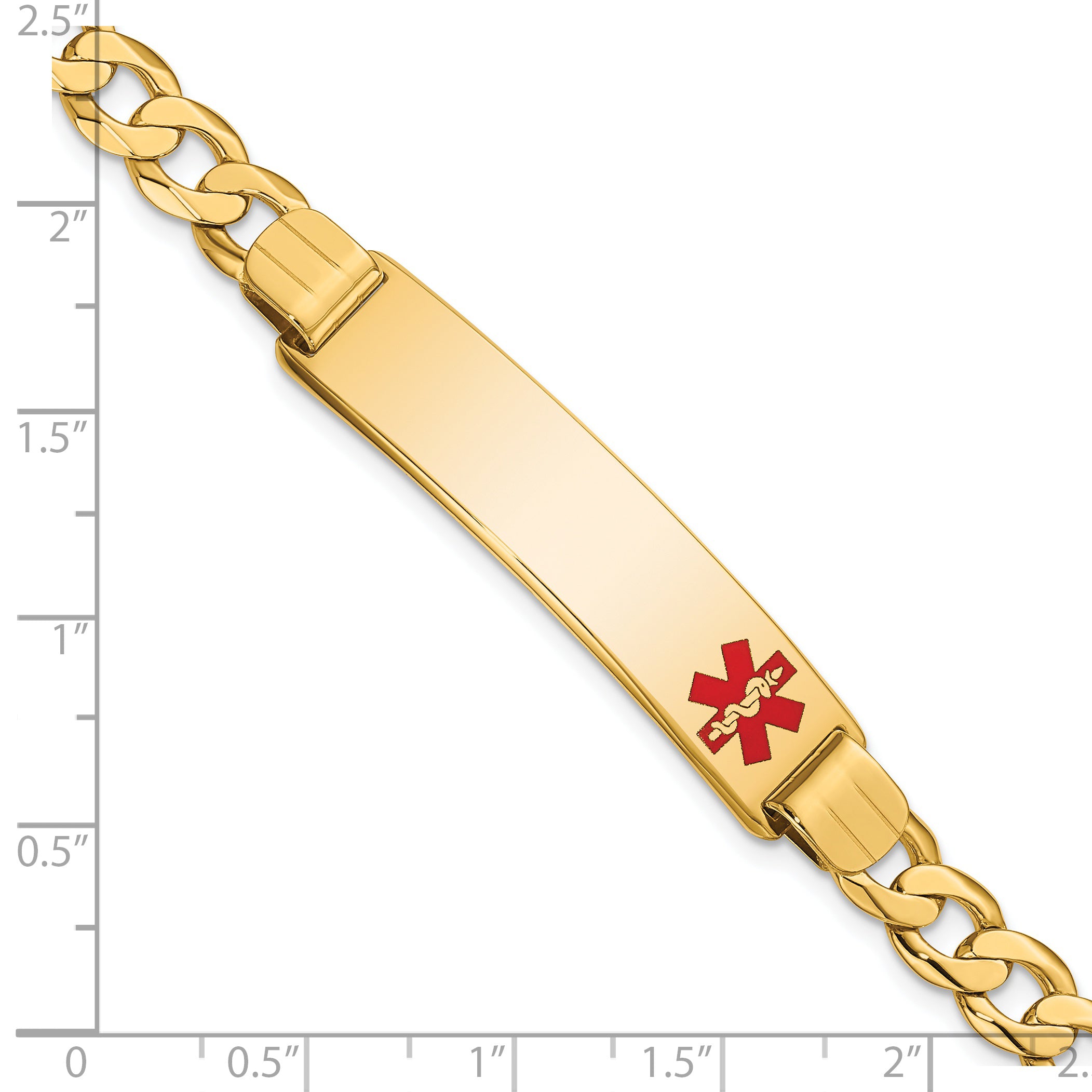 14K Medical Red Enamel Curb Link Id Bracelet