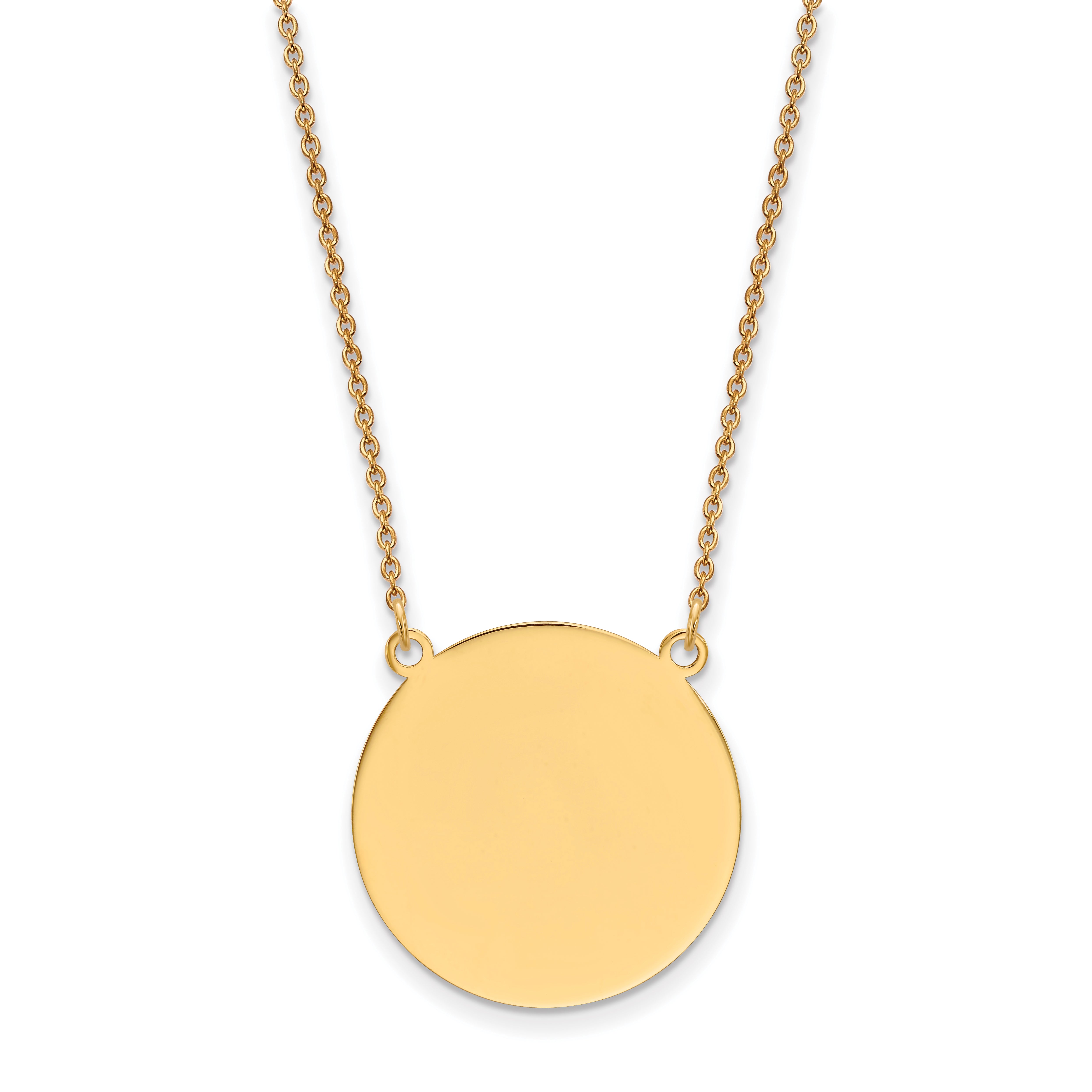 14K Plain .027 Gauge Circular Engravable Disc 18In Necklace