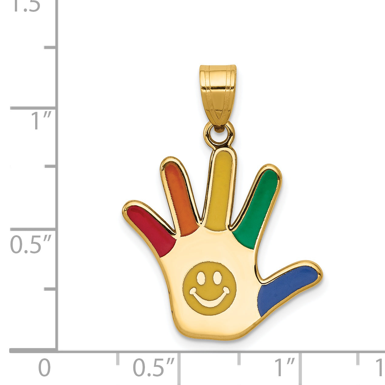 14k Enameled Autism w/Smiley Face Handprint Pendant