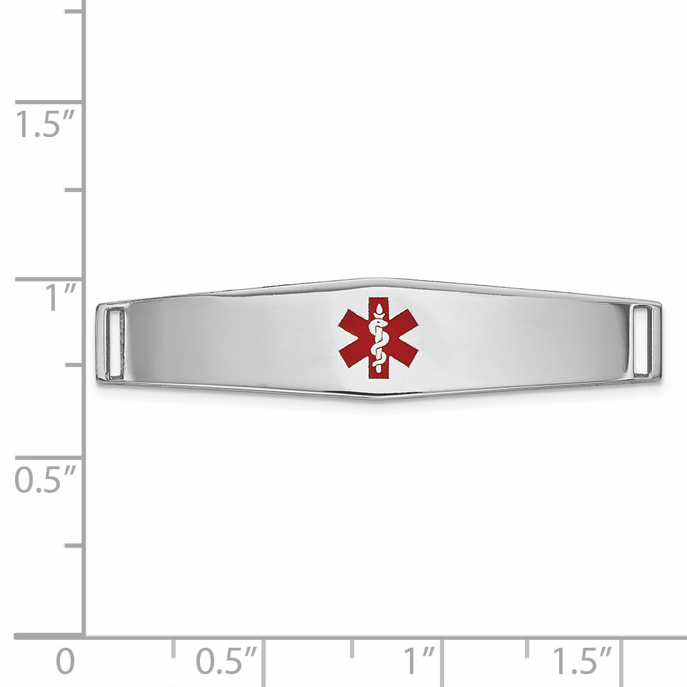 14K Wg Epoxy Enameled Medical Id Ctr Soft Diamond Shape Plate # 818